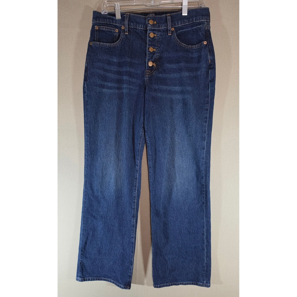 J.Crew Full Length Wide-Leg Jeans Dark Wash Button Fly CB377 Womens 28